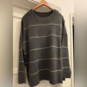 Torrid Charcoal Crewneck Sweater with Stitch Accents